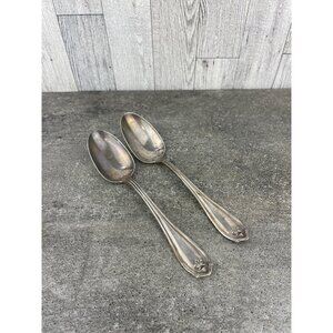 VTG WM A Rodgers 1910 Abington Pattern Serving Spoons Silver Plate Set of 2